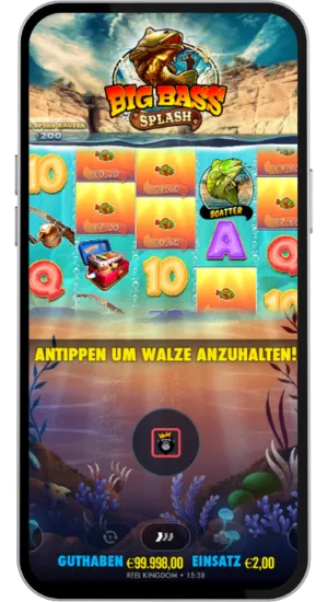 Spieler drückt die „Spin“-Taste; der Einsatz wurde verloren
