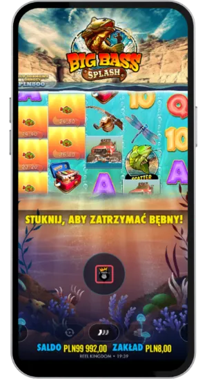 Gracz naciska przycisk Spin; zakład przegrany